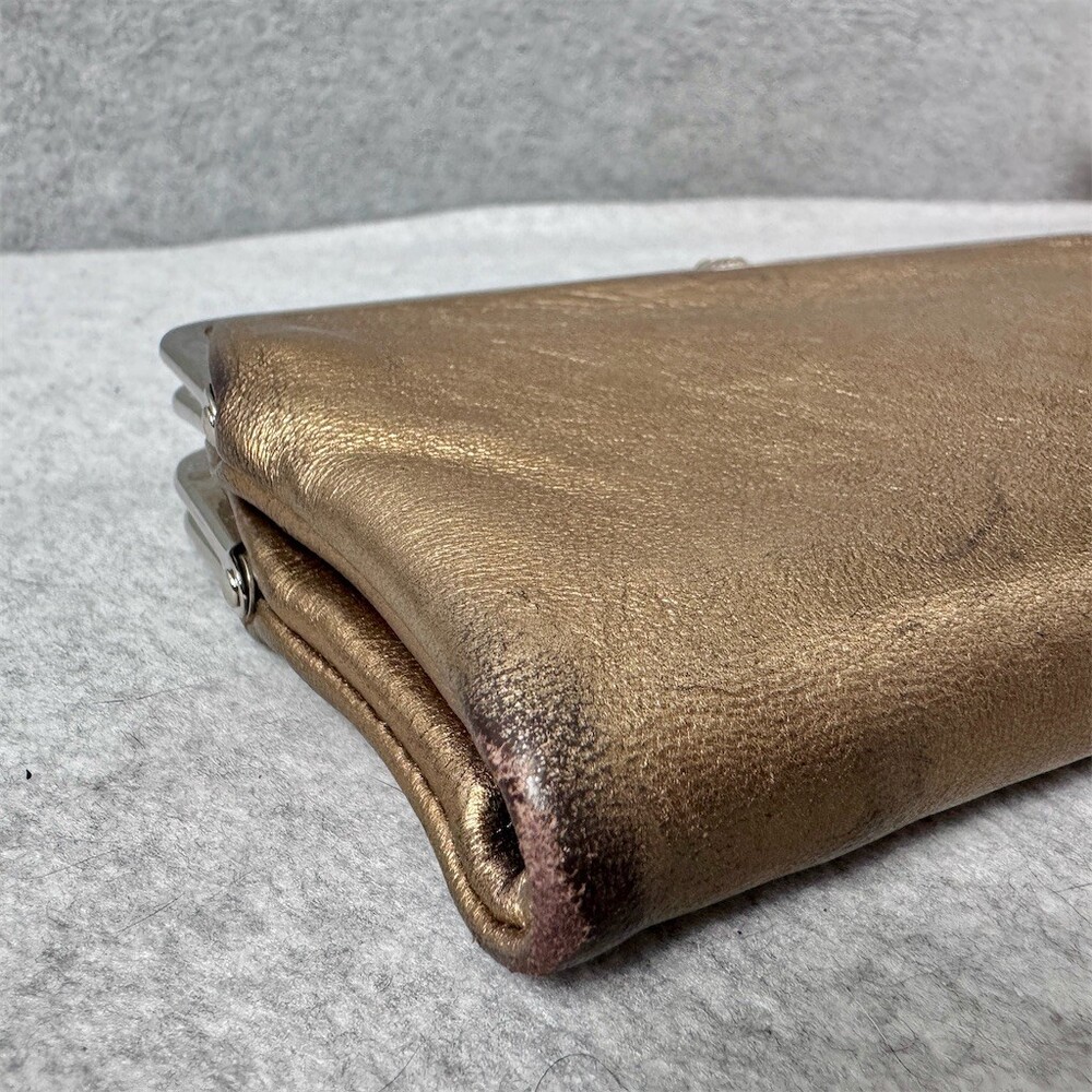 HOBO Lauren Clutch Wallet Womens Small Metallic Gold Kisslock Zip Pocket - Picture 9 of 13